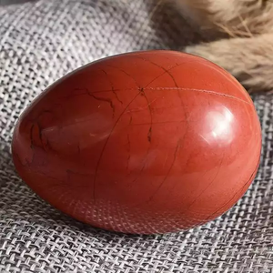 Huevo de Cristal de Jaspe Rojo Natural, Bola de Piedra Preciosa Pulida para Decoración y Meditación - Product Image 4