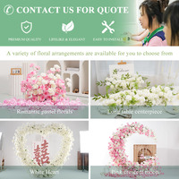 Rangkaian Bunga Artificial Bertingkat untuk Meja, Mawar Putih, Hydrangea, Dekorasi Hijauan untuk Wisuda, Pernikahan, Pesta, Resepsi