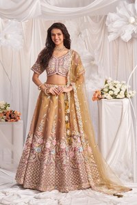 Royal Bridal NET and gotapatti & Moti งานปักลายกึ่งเย็บ lehenga choli & dupatta - Product Image 6