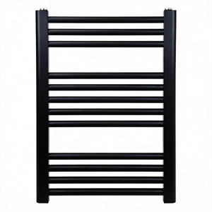 Porte-serviettes et étagère de salle de bain pour hôtel et appartement, design moderne, noir, en acier inoxydable chauffant à double couche - Product Image 1
