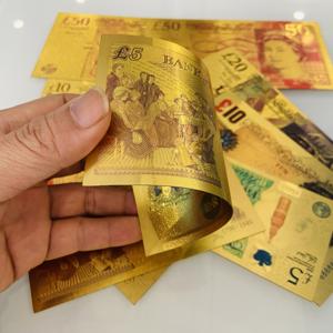 英国道具货币 5 英镑金箔纸币 24K 塑料镀金游戏币 - Product Image 4