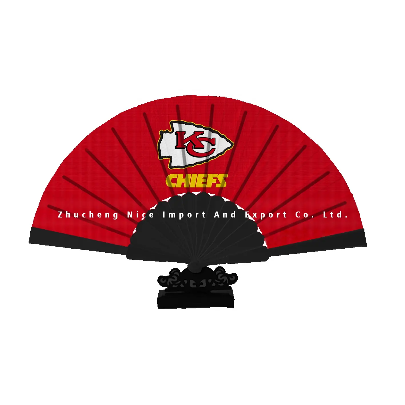 Großhandel Günstige Custom Printed Logo Kansas City Chiefs Flagge Faltbare Hand Fan