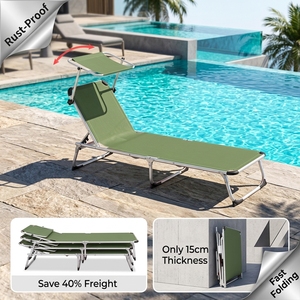 Chaise longue pliante en aluminium réglable, résistante à la rouille, légère et compacte, pour piscine, <span class=keywords><strong>plage</strong></span>, jardin, personnalisable - Product Image 1