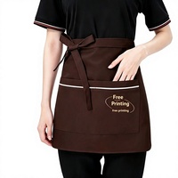 Customizable Polyester Textile Brown Sleeved Apron with 1-4 Pockets Custom Logo & Name for Cleaning Supplies Work Suit