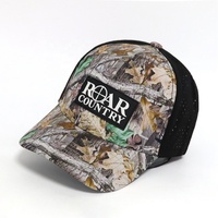 Casquettes de baseball pour hommes à 6 panneaux, design tendance, patch en caoutchouc personnalisé, impression camouflage numérique forêt, découpe laser, trous, pour la chasse en extérieur