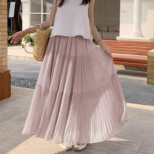 <span class=keywords><strong>Falda</strong></span> Larga de Gasa Plisada para Mujer, Estilo Fotorealista, Diseño Acampanado, Efecto Adelgazante, Colección Verano 2026 - Product Image 6