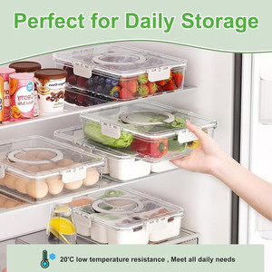 Kitchen Portable Plastic <b>Spice</b> Storage Container Snack Storage Box Snackle Box Clear Divided Serving <b>Tray</b> with Lid and Handle - Product Image 5