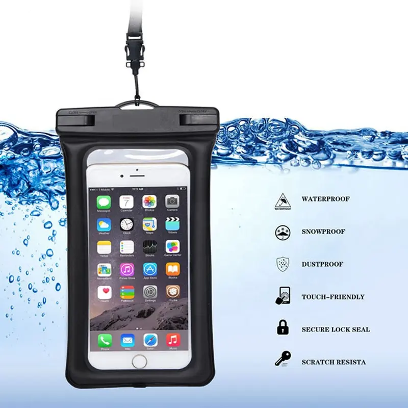 العالمي جراب هاتف مضاد للماء حقيبة جافة السفر ل IP غالاكسي الشرف والأكثر هاتف محمول تصل إلى 6.5 "-أسود