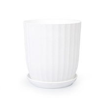 Pots de fleurs en plastique rayés avec drainage et soucoupe, pots décoratifs nordiques pour plantes d'intérieur