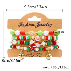 Ensemble de bracelets d'élément de Noël <span class=keywords><strong>lettre</strong></span> perlée en céramique douce bonhomme de neige père noël nouvel an ensemble de bracelets de bijoux pour tous - Product Image 6