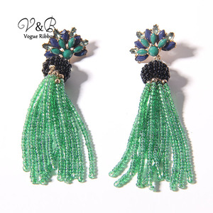 joyería hermosa espumosos de gota de lágrima de piedra de pavimentación declaración pendiente de cristal de Murano pendientes - Product Image 2