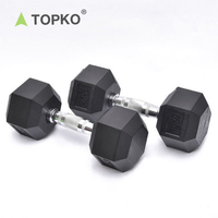 Haltères hexagonaux en caoutchouc TOPKO, les plus populaires, prix d'usine, vente en gros personnalisée, équipement de fitness pour la salle de sport
