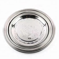 Plateau rond en métal de grande capacité, assiette à dîner ronde à soupe en acier inoxydable, pas cher, vente en gros