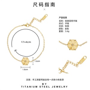 Bracelet tendance plaqué or à double chaîne avec breloques, bracelets superposables - Product Image 6