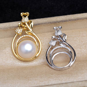 Colgante de Plata S925 con Flor de Rosa y Madreperla, Accesorio para Joyería, Base Hueca, Tamaño de Cuenta 12.1-12.3mm, 6077 - Product Image 1