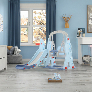 Ensemble toboggan et balançoire pour enfants avec panier de basket, centre de jeu en plastique, aire de jeux intérieure pour tout-petits, pour la maison et la maternelle - Product Image 3