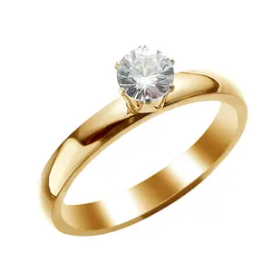 Vente en gros Bague en acier inoxydable Bague en diamant de 16 carats Bague de mariage en or