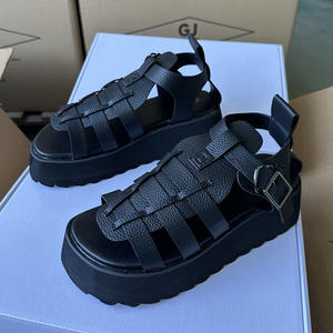 Zapatos Planos de <span class=keywords><strong>Mujer</strong></span> con Plataforma Alta, Nuevos, de Material PU, con Suela Gruesa, Sandalias Negras que Envuelven el Tobillo - Product Image 3