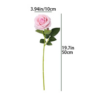 Rose artificielle en velours à tige unique, grande taille, texturée et gaufrée, pour décoration murale florale de mariage, d'hôtel et de la Saint-Valentin