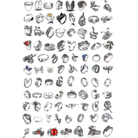 Silber Goth Punk Ringe Set für Männer Mädchen Frauen Cool Gothic Ring Pack Vintage Stapelbare Tier Bulk Boho Chunky Ring