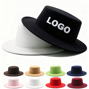 Chapeau Fedora en feutre à large bord unisexe personnalisé avec logo sur mesure, chapeau en feutre de laine à large bord pour l'hiver, vente en gros - Product Image 1