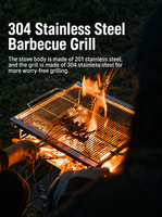 Barbecue portable pliable en acier inoxydable BLACKDEER avec foyer intégré pour chauffage au charbon d'été et d'hiver en extérieur