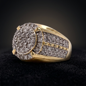 Unisex Yellow Gold 925 Silver Cocktail <b>Ring</b> Pave Brilliant Cut Moissanite Shield Shape Hiphop Style IGI Certified Everyday Wear - Product Image 3