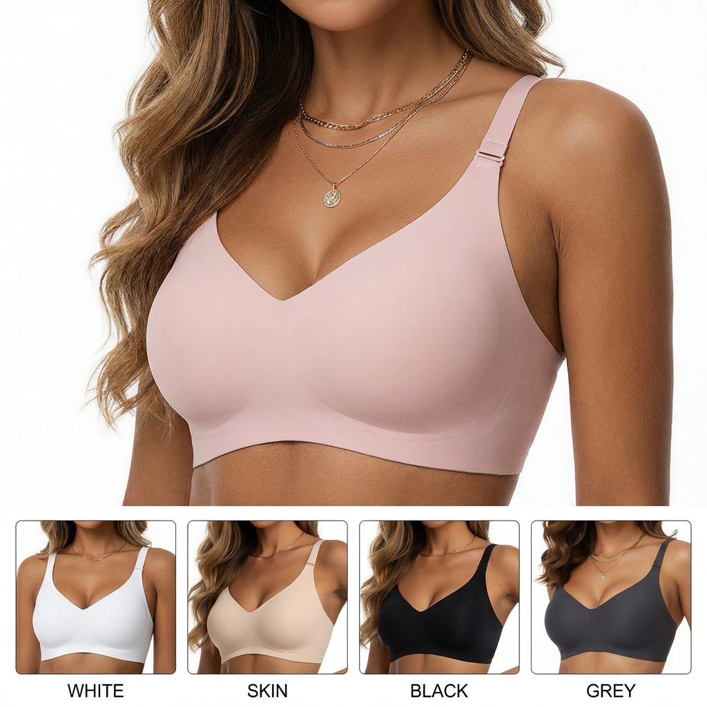 Womens Wireless Jelly Bra Plus Size Supportive Seamless Bras Full Coverage Push up Comfortable No Underwire Tshirt Bras