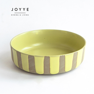 JOYYE-cuencos de cerámica con tapas, juego de tazones coloridos con rayas y tazas - Product Image 5