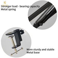 Support de microphone cantilever pliable en métal ABS KIRSTEN MSM01 anti-vibration, réglable en hauteur, capacité de charge 800g, pince de 4,5 cm