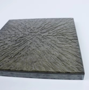 Panneau de verre décoratif gaufré à motif gris, texture premium pour cloisons intérieures, meubles et décoration de portes - Product Image 2