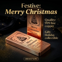 Coffret Cadeau Barre de Cuivre 1kg 99,9% Pure Gravée au Laser Angle Droit Édition Limitée Noël pour Collectionneur