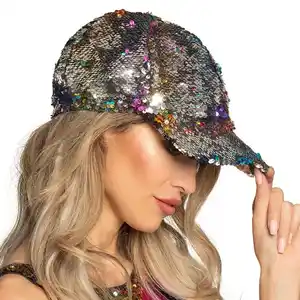 Nueva moda mujer sombrero Festival orgullo celebración Arco Iris lentejuelas gorra reversible