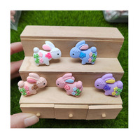 Adornos de Resina con Forma de Conejo y Flores, Miniaturas de Resina para Manualidades, Decoraciones de Resina para Pascua y Primavera