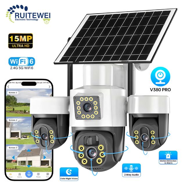 V380Pro Outdoor Home Security CCTV Camera 4mm Lens 240 View Auto Tracking IP67 PTZ P2P WiFi CMOS Cloud Storage ROHS 30MP Two-Way