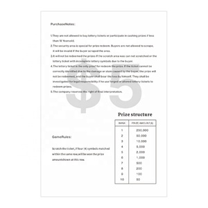 Loteries à gratter : Prix usine, impression numérique personnalisée avec données variables, rédemption de prix en ligne, ventes - Product Image 3