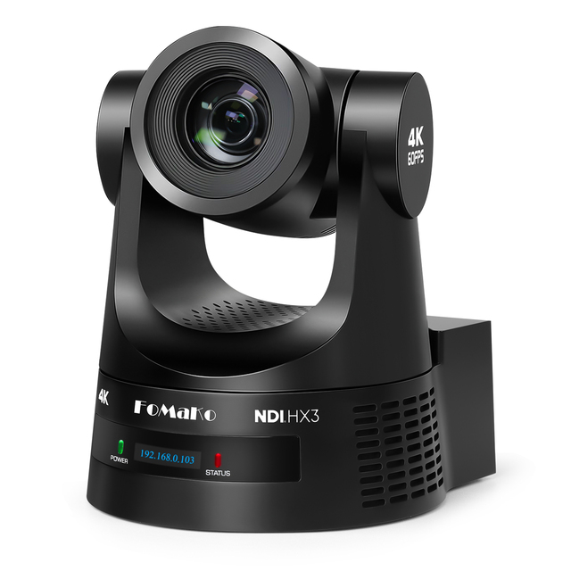 FoMaKo 4K 60fps NDI PTZ Camera,20x Gen 3 AI Auto-Tracking, 3G-SDI/HDMI/NDI/USB/PoE, Ideal for Church Worship K600N Black