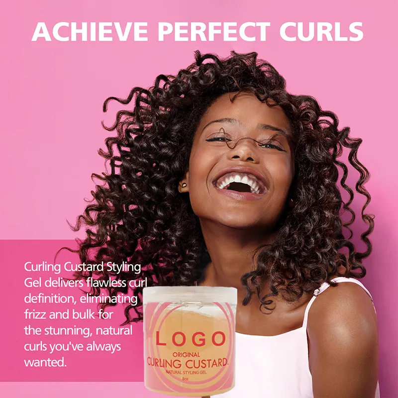 Private Label Natural Curl Enhancing Defining Shine Hair Long Lasting Hold Curly Gel Styling Cream
