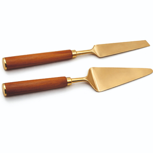 Juego de 2 piezas de cuchillo y espátula para tartas, ecológico, con mango de acero inoxidable y tejido, ideal para fiestas y decoradores de postres, el más vendido. - Product Image 4