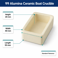 Crucible en céramique de corindon d'alumine à 99 %, carré à fentes, 1700°C, pour l'analyse de combustion et l'assemblage en laboratoire
