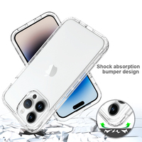 Coque de Téléphone Robuste 3-en-1 en Acrylique Transparent et TPU avec Design Armure pour iPhone 16 Pro Max XR X 8 Plus XS Max 15 14 13 12 11 SE2 SE3