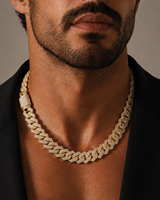 Chaîne cubaine en laiton plaqué or 18 carats avec zircone cubique 5A pour hommes