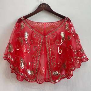 Selendang Wanita Era 1920-an Berhias Manik-Manik Payet Dekorasi Pesta Malam Cape Bolero Flapper Penutup Gaun Pengantin Eropa dan Amerika untuk Penampilan di Panggung - Product Image 4