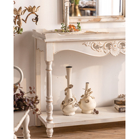 Table console blanche classique européenne vintage en bois sculpté meuble d'appoint pour le salon