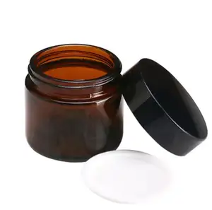 Botol Kosmetik Krim Tubuh Warna 50G Mewah Grosir Wadah Kaca Buram Kustom Toples Krim Kecil