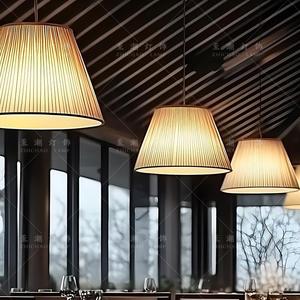 Lustre rond en tissu pour restaurant chinois, lampe suspendue à incandescence E27, pour salon, salle de thé, chambre à coucher, style Zen - Product Image 4