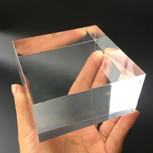 Cornice per foto in plexiglass di forma personalizzata cubo acrilico blocco acrilico solido trasparente satinato per display fotografico