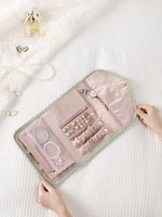 Organisateur de bijoux portable et pliable, pochette de rangement de voyage multi-compartiments pour boucles d'oreilles, bagues, colliers, cadeau pour femmes, OEM