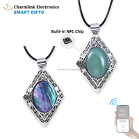Nouveau collier NFC étanche avec incrustation de pierres naturelles et de coquillages, puce NTAG213 13,56 MHz, pendentif RFID intelligent de 50 cm, cadeau