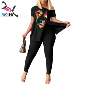 Ensemble pantalon et t-shirt pour femme, imprimé numérique tendance, taille extra large, ensemble pantalon et haut d'été pour femme - Product Image 1